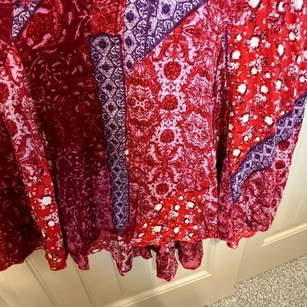 Free People Work Of Art Printed Maxi Slip | XS | Ruby Combo